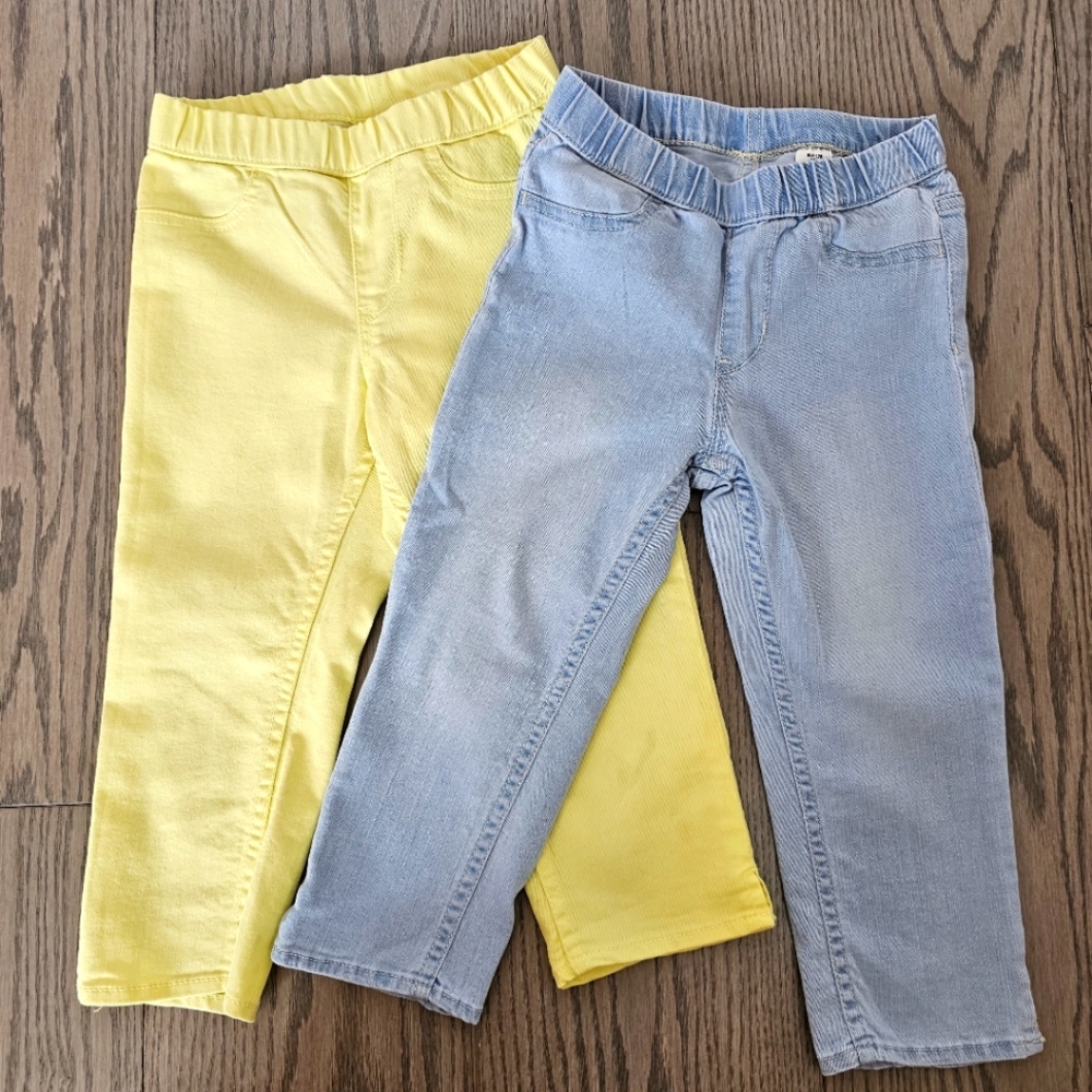 H&M girls Capri bundle, yellow and blue, size 7-8